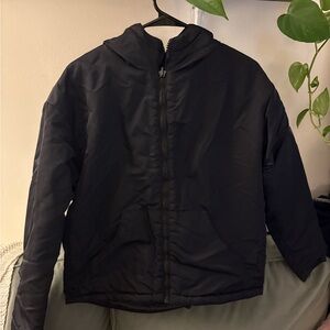 Black Hooded Puffer Jacket reversible